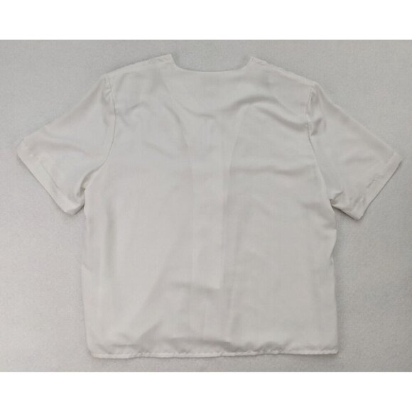 Apparenza Women's Top Size 1X White Embroidered Short Sleeve Silky Textured - Picture 13 of 13